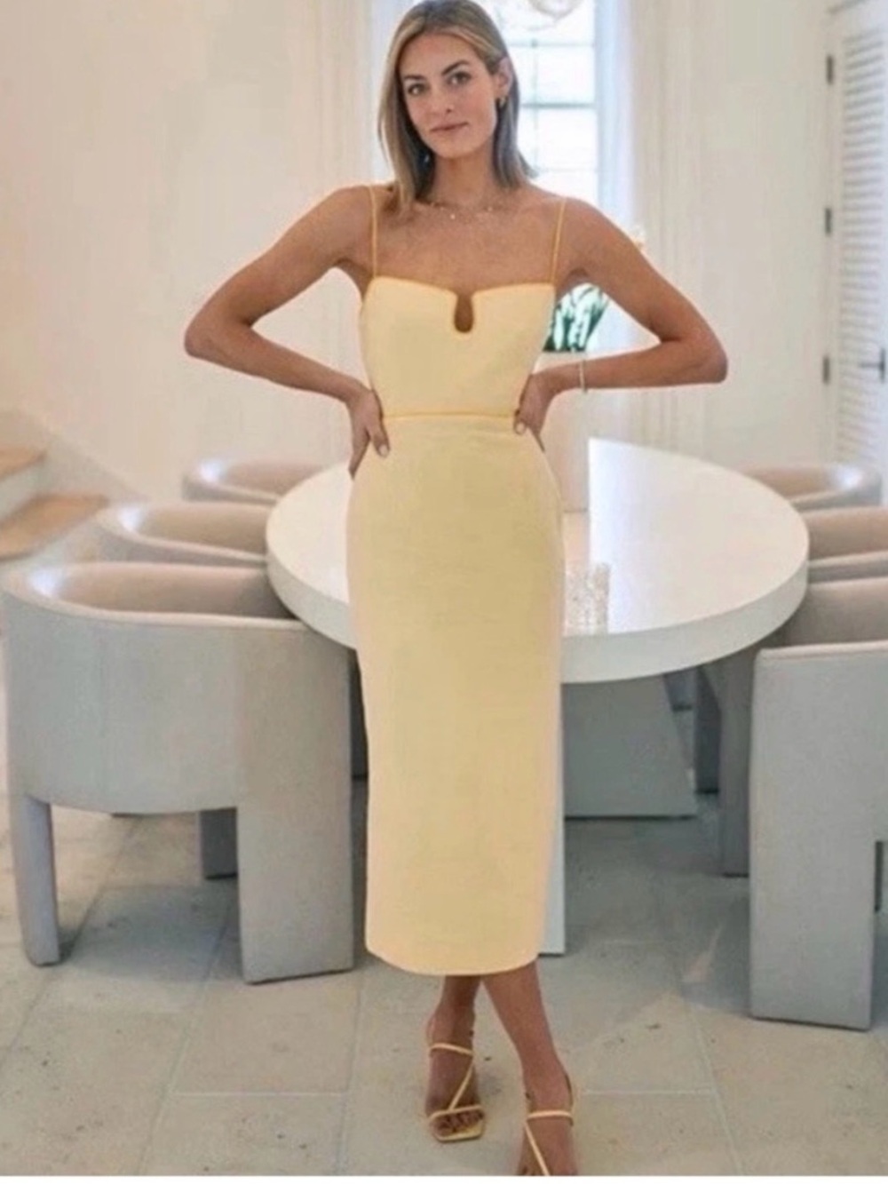 Antonio Melani Kate Square Neckline ButterYellow MidiDress - Sz 2